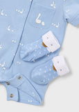 Mayoral 3-Piece Blue Duck Print Romper Set