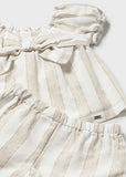 Mayoral Beige & Ivory Striped Shorts Set