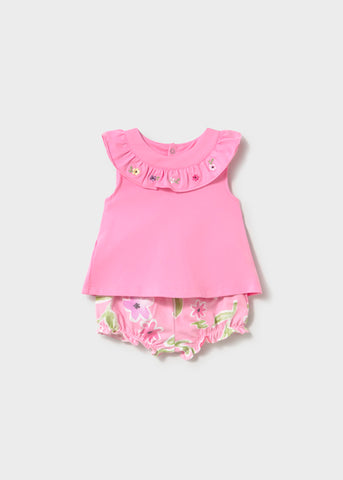 Mayoral Baby Girls Bright Pink Floral Shorts Set