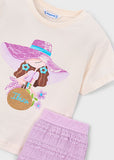 Mayoral Lilac Girl Print Shorts Set