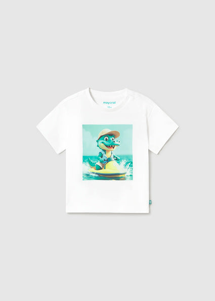 Mayoral White Dinosaur T-Shirt