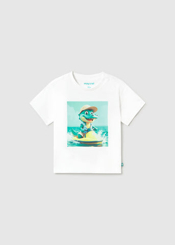 Mayoral White Dinosaur T-Shirt
