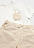 Mayoral Boys Ivory & Beige Shorts Set