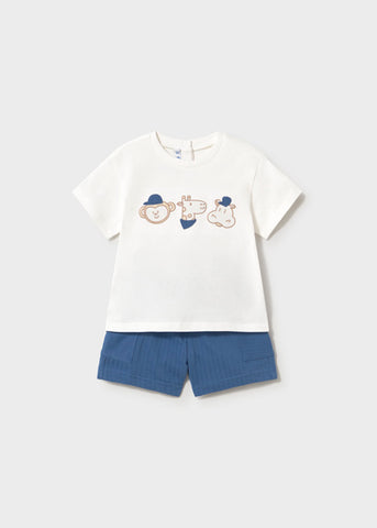 Mayoral Blue Cotton Dog Shorts Set