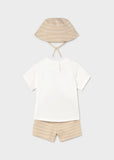 Mayoral Beige Striped Sailboat Shorts Set