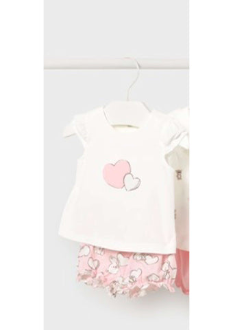 Mayoral Baby Girls Ivory & Pink Shorts Set