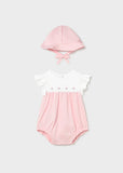 Mayoral Pink & White Romper & Hat Set