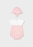 Mayoral Pink & White Romper & Hat Set