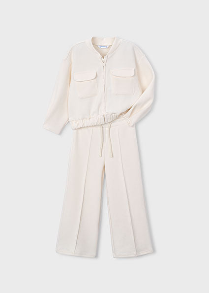 Mayoral Girls Ivory Piqué Tracksuit