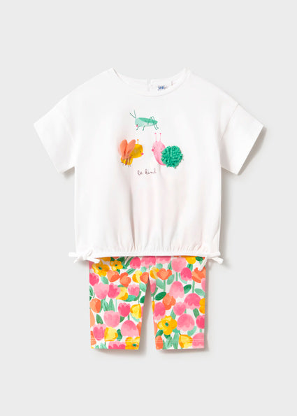 Mayoral Orange & Pink Print Leggings Set
