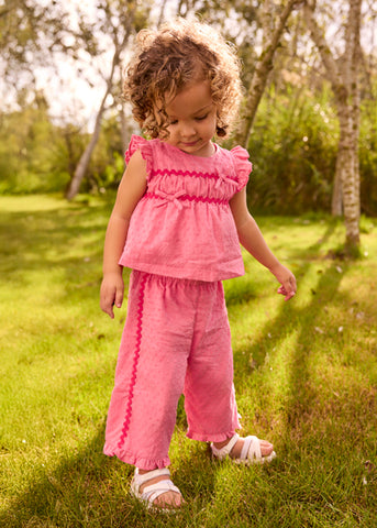 Mayoral Pink Ruffled Trouser Set