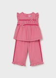 Mayoral Pink Ruffled Trouser Set