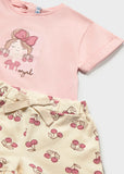 Mayoral Pink Cherry Print Shorts Set