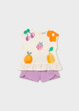 Mayoral Purple Fruit Print Shorts Set