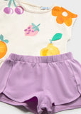 Mayoral Purple Fruit Print Shorts Set