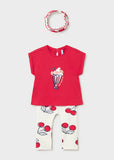 Mayoral Red & Ivory Cherry Print Leggings Set