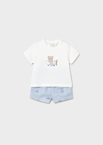 Mayoral Blue Teddy Shorts Set