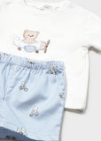 Mayoral Blue Teddy Shorts Set