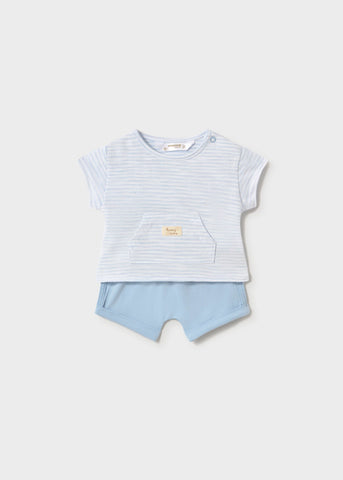 Mayoral Pale Blue Striped Shorts Set