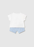 Mayoral Pale Blue & White Shorts Set