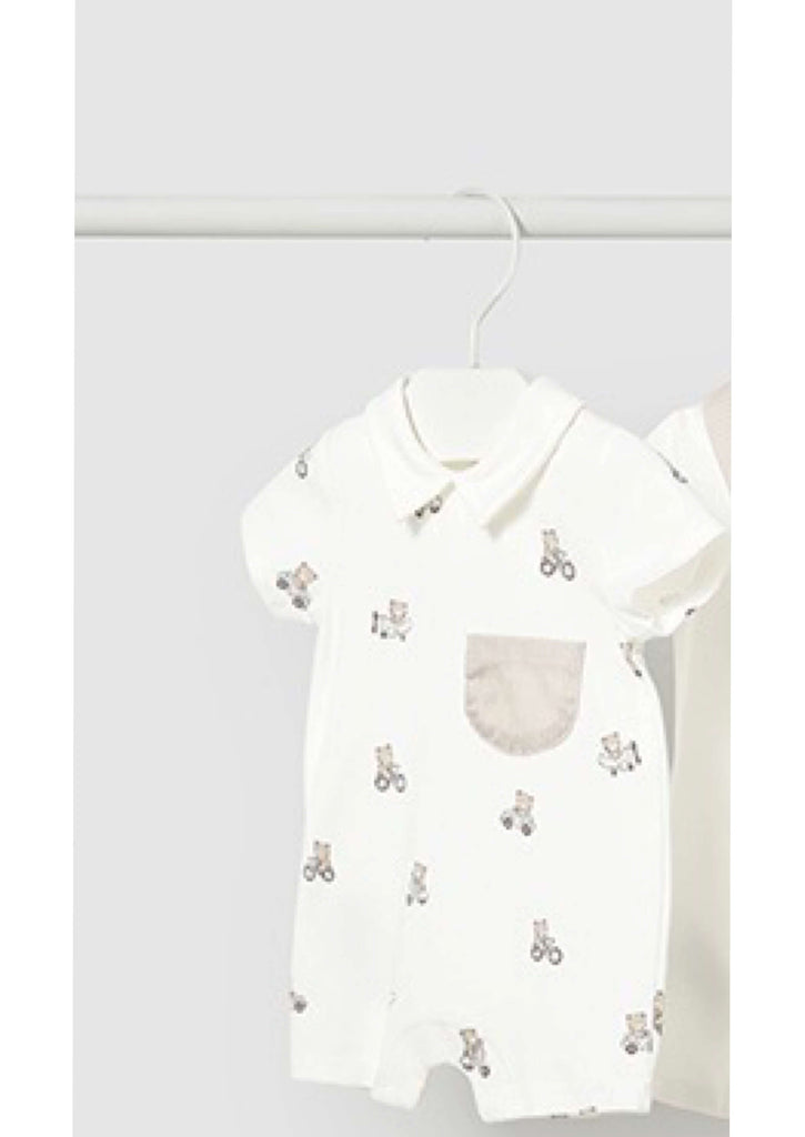 Mayoral Ivory Teddy Print Romper
