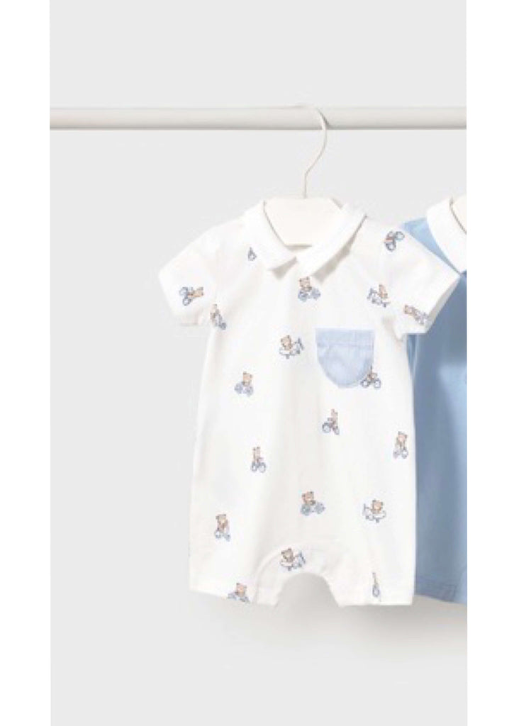 Mayoral White Teddy Print Romper