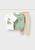 Mayoral Boys Three Piece Green & Beige Tracksuit