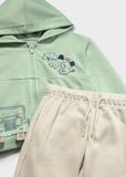 Mayoral Boys Three Piece Green & Beige Tracksuit