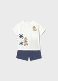 Mayoral White & Navy Crocodile Shorts Set