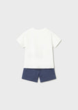 Mayoral White & Navy Crocodile Shorts Set