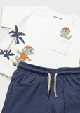 Mayoral White & Navy Crocodile Shorts Set