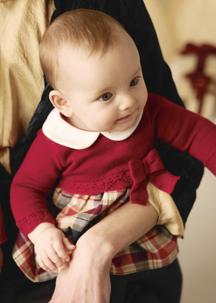 Mayoral Baby Girls Red Knit & Checked Dress