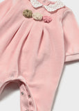 Mayoral Baby Girls Pink Velour Babygrow