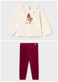Mayoral Ivory &  Burgundy Leggings Set