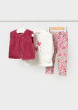 Mayoral Ivory & Pink Floral Leggings Set With Gilet