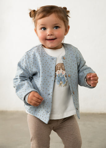 Mayoral Blue & Beige 3 Piece Leggings Set