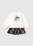 Mayoral Navy & Ivory Tartan Skirt Set