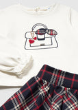 Mayoral Navy & Ivory Tartan Skirt Set