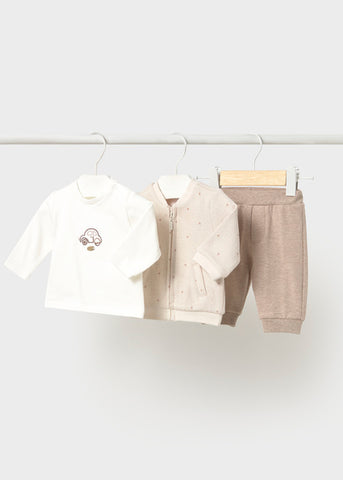 Mayoral Baby Boys Beige 3 Piece Tracksuit