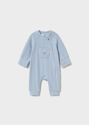 Mayoral Baby Boys Blue Ribbed Babygrow