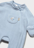 Mayoral Baby Boys Blue Ribbed Babygrow