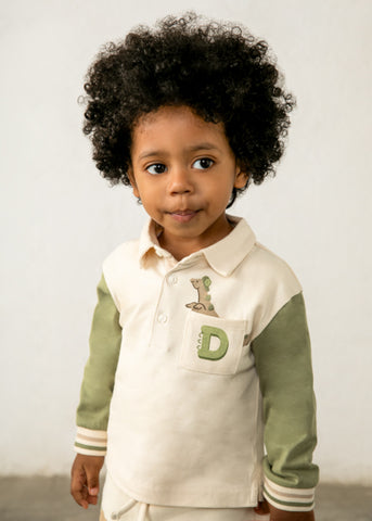 Mayoral Boy Green Dinosaur Polo Shirt