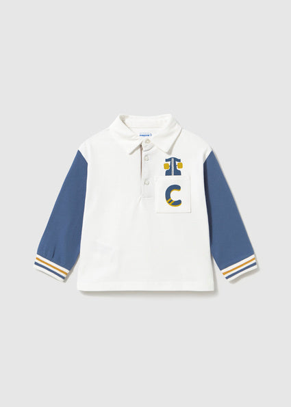 Mayoral Boys Ivory & Blue Polo Shirt