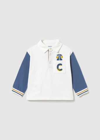 Mayoral Boys Ivory & Blue Polo Shirt