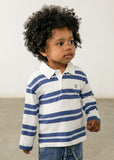 Mayoral Blue & Cream Striped Polo Shirt