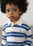 Mayoral Blue & Cream Striped Polo Shirt
