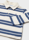 Mayoral Blue & Cream Striped Polo Shirt
