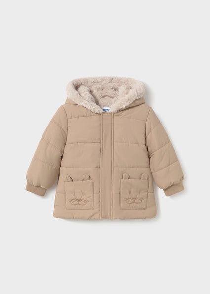 Mayoral Boys Beige Faux Fur-Lined Hooded Jacket