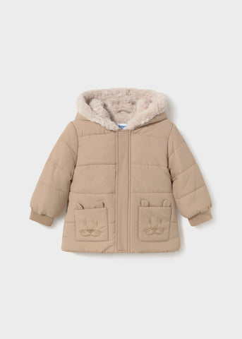 Mayoral Boys Beige Faux Fur-Lined Hooded Jacket