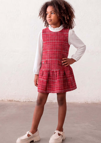 Mayoral Girls Red Tweed Pinafore